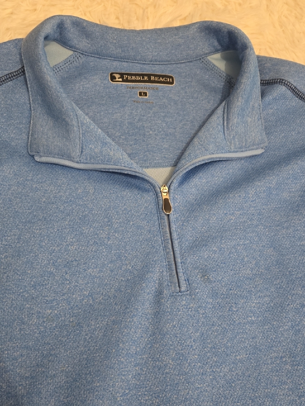 Pebble Beach Men’s Heather Sky Blue Half-Zip Pullover Size L